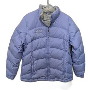 LL Bean Women's Large Goose Down Coat Puffer Jacket Collared Zip Up